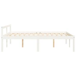 Berkfield Home Bed Frame White 135x190 cm Double Solid Wood Pine - thumbnail 6
