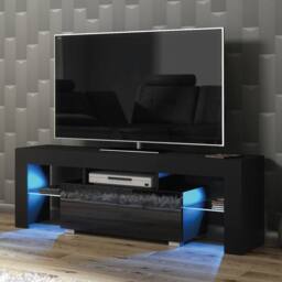 Creative Furniture Floe TV Unit 130cm - Black with Gloss Doors & LED Lights - thumbnail 1