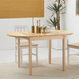 Nordara Natural Foldable Solid Wood Drop Leaf DiningTable for Small Spaces in Beige - thumbnail 7