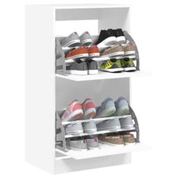 Berkfield Home Shoe Cabinet with 2 Flip-Drawers White 60x42x108 cm - Size: 60 x 42 x 108 cm - thumbnail 4