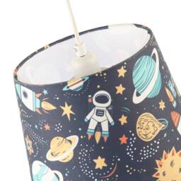 Happy Homewares Space Themed Childrens Lamp Shade with Rockets Planets & Astronauts - Size: 10 inches - thumbnail 3