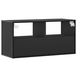 Berkfield Home TV Cabinet Black 80x31x39.5 cm Engineered Wood & Metal - thumbnail 6