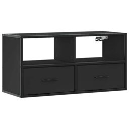 Berkfield Home TV Cabinet Black 80x31x39.5 cm Engineered Wood & Metal - thumbnail 2