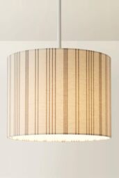 ValueLights Hallie Natural Linen Stripe Detail Drum Ceiling Pendant Lamp Shade - Size: Large - thumbnail 3