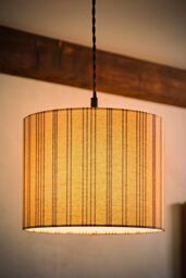 ValueLights Hallie Natural Linen Stripe Detail Drum Ceiling Pendant Lamp Shade - Size: Large - thumbnail 2