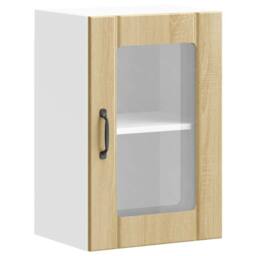 Berkfield Home Kitchen Wall Cabinet with Glass Door Lucca Sonoma Oak in Brown - thumbnail 1