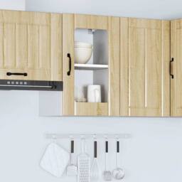 Berkfield Home Kitchen Wall Cabinet with Glass Door Lucca Sonoma Oak in Brown - thumbnail 4
