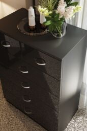 FWStyle Chilton Black Gloss 6 Drawer Chest (H) 100cm (W) 70cm (D) 40cm - thumbnail 3