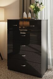 FWStyle Chilton Black Gloss 6 Drawer Chest (H) 100cm (W) 70cm (D) 40cm - thumbnail 1