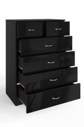 FWStyle Chilton Black Gloss 6 Drawer Chest (H) 100cm (W) 70cm (D) 40cm - thumbnail 5