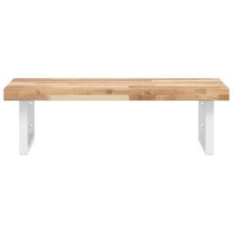 Berkfield Home Basin Shelf Wall Mounted Steel & Solid Wood Acacia in Brown - thumbnail 4