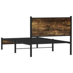 Berkfield Home Metal Bed Frame without Mattress Smoked Oak 100x190 cm in Brown - thumbnail 7