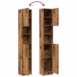 Berkfield Home Bathroom Cabinet Old Wood 32x25.5x190 cm Engineered Wood in Brown - thumbnail 8