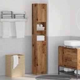 Berkfield Home Bathroom Cabinet Old Wood 32x25.5x190 cm Engineered Wood in Brown - thumbnail 3