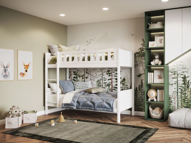 Flair Bea Bunk Bed in White - Size: Single - image 1