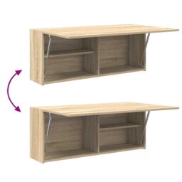 Berkfield Home Bathroom Wall Cabinet Sonoma Oak 100x25x40 cm Engineered Wood in Brown - Size: 100 x 25 x 40 cm - thumbnail 9