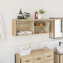 Berkfield Home Bathroom Wall Cabinet Sonoma Oak 100x25x40 cm Engineered Wood in Brown - Size: 100 x 25 x 40 cm