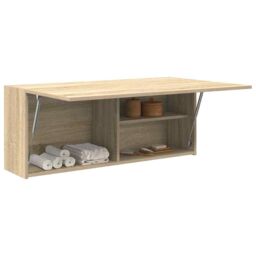 Berkfield Home Bathroom Wall Cabinet Sonoma Oak 100x25x40 cm Engineered Wood in Brown - Size: 100 x 25 x 40 cm - thumbnail 4