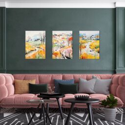 simpa Village of Flowers 3 Panel Canvas Wall Art - thumbnail 2