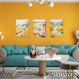 simpa Village of Flowers 3 Panel Canvas Wall Art - thumbnail 3