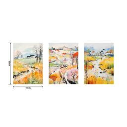 simpa Village of Flowers 3 Panel Canvas Wall Art - thumbnail 5