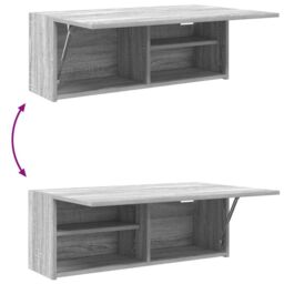 Berkfield Home Bathroom Wall Cabinet Grey Sonoma 80x25x30 cm Engineered Wood - Size: 80 x 25 x 30 cm - thumbnail 9