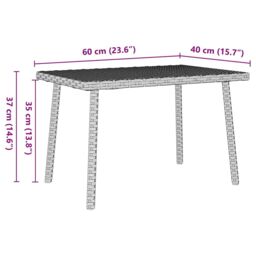 Berkfield Home Garden Coffee Table Rectangular Light Grey 60x40x37 cm Poly Rattan - Size: 60 x 40 x 37 cm - thumbnail 8