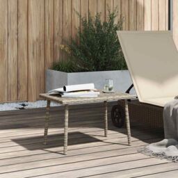 Berkfield Home Garden Coffee Table Rectangular Light Grey 60x40x37 cm Poly Rattan - Size: 60 x 40 x 37 cm - thumbnail 3