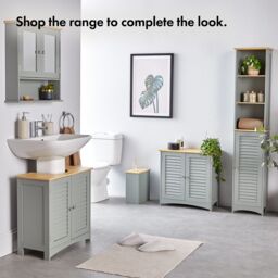 VonHaus 2 Door Bathroom Wall Mirror Cabinet in Grey - thumbnail 4