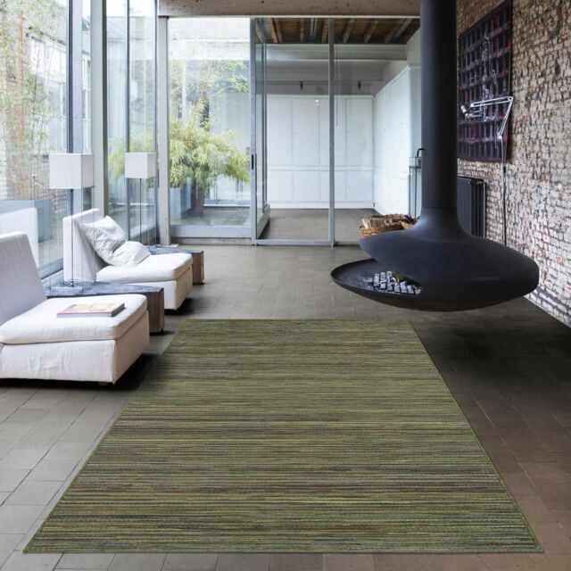 The Rug Shop UK Green Modern Striped Outdoor Easy To Clean Green Area Rug - Size: 200 cm x 290 cm - image 1