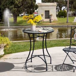 OUTSUNNY Mosaic Side Table Bistro Coffee Table for Garden Patio Balcony Grey - thumbnail 1