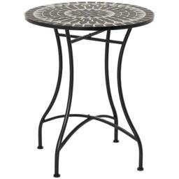 OUTSUNNY Mosaic Side Table Bistro Coffee Table for Garden Patio Balcony Grey - thumbnail 2