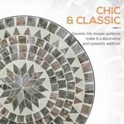 OUTSUNNY Mosaic Side Table Bistro Coffee Table for Garden Patio Balcony Grey - thumbnail 5