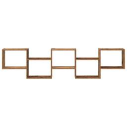 Berkfield Home Wall Cube Shelf 5 Compartments Old Wood Engineered Wood in Brown - thumbnail 4