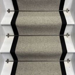 RainbowHome Squirrel Grey Wool Stair Runner With 100% Cotton Black Border - Size: 65 cm x 600 cm