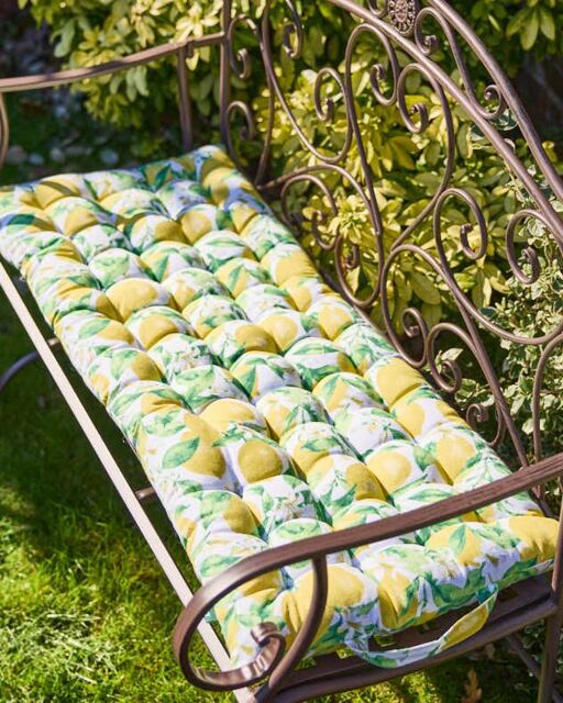 Dibor Traditional Lemon Patterned Bench Mattress Summer Outdoor Garden Bench Cushion L100cm x W45cm in Yellow - Size: Large - image 1