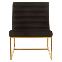 Orsina Black Velvet Cocktail Chair, Modern Art-Deco Black Velvet Accent Chair, Matte Gold Stainless Steel Frame - thumbnail 2