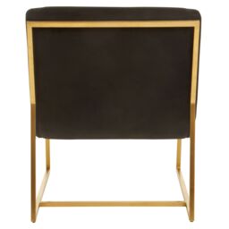 Orsina Black Velvet Cocktail Chair, Modern Art-Deco Black Velvet Accent Chair, Matte Gold Stainless Steel Frame - thumbnail 4
