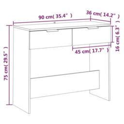 Berkfield Home Decorative Console Table Black 90x36x75 cm Engineered Wood - Size: 90 x 36 x 75 cm - thumbnail 9