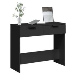 Berkfield Home Decorative Console Table Black 90x36x75 cm Engineered Wood - Size: 90 x 36 x 75 cm - thumbnail 4