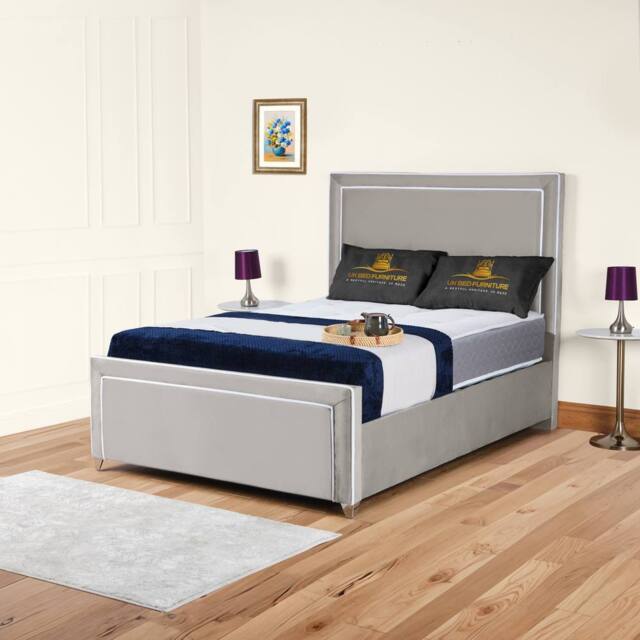 UK Bed Furniture Ariana Ottoman Gas Lift Upholstered Bed with 48 Inch Headboard in Light Grey - Size: Double - image 1
