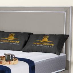 UK Bed Furniture Ariana Ottoman Gas Lift Upholstered Bed with 48 Inch Headboard in Light Grey - Size: Double - thumbnail 2