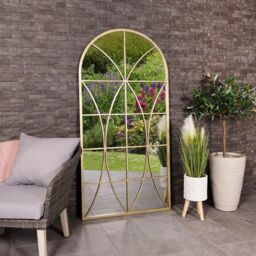 Charles Bentley Madrid Arch Garden Mirror Weather Resistant in Gold - thumbnail 1