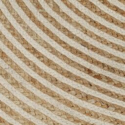 Berkfield Home Handmade Rug Jute with Spiral Design White 120 cm - Size: 100 cm diameter - thumbnail 5