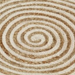 Berkfield Home Handmade Rug Jute with Spiral Design White 120 cm - Size: 100 cm diameter - thumbnail 4