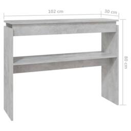 Berkfield Home Decorative Console Table Concrete Grey 102x30x80 cm Engineered Wood - Size: 102 x 30 x 80 cm - thumbnail 6