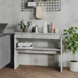 Berkfield Home Decorative Console Table Concrete Grey 102x30x80 cm Engineered Wood - Size: 102 x 30 x 80 cm - thumbnail 2