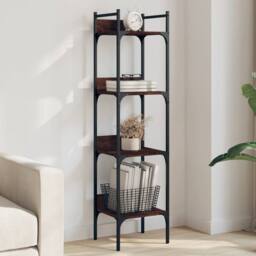 Berkfield Home Decorative Bookshelf 4-Tier Brown Oak 35x30x138.5 cm Engineered Wood - thumbnail 2