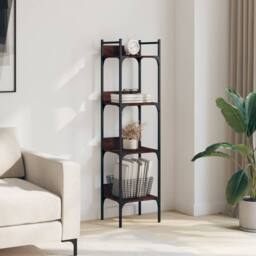 Berkfield Home Decorative Bookshelf 4-Tier Brown Oak 35x30x138.5 cm Engineered Wood - thumbnail 1