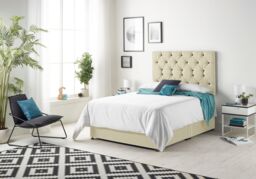 Somnior Premier Divan Bed with 24Cm Deep Mattress & Headboard In Linen Fabric in Cream - Size: Small Single - thumbnail 2
